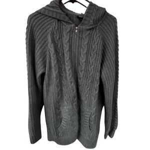 Torrid Gray Zip-Up Cable Knit Sweater